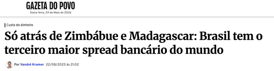 Brasil terceiro maior spread do mundo